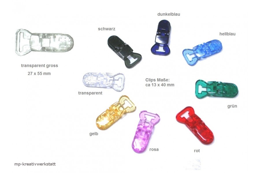 1 Stk Befestigungsclip Kunststoff transparent - Farbwahl - Mengenrabatt